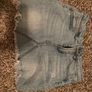 light blue tractr jean skirt